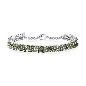 D'Joy Madagascar Green Apatite 11.40 ctw Twilight Petals Bracelet in Rhodium Over Sterling Silver (7.25 In)