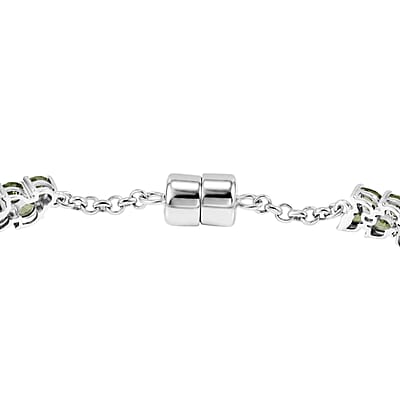 D'Joy Madagascar Green Apatite 11.40 ctw  Bracelet in Rhodium Over Sterling Silver (7.25 Inches) (7.25 In)