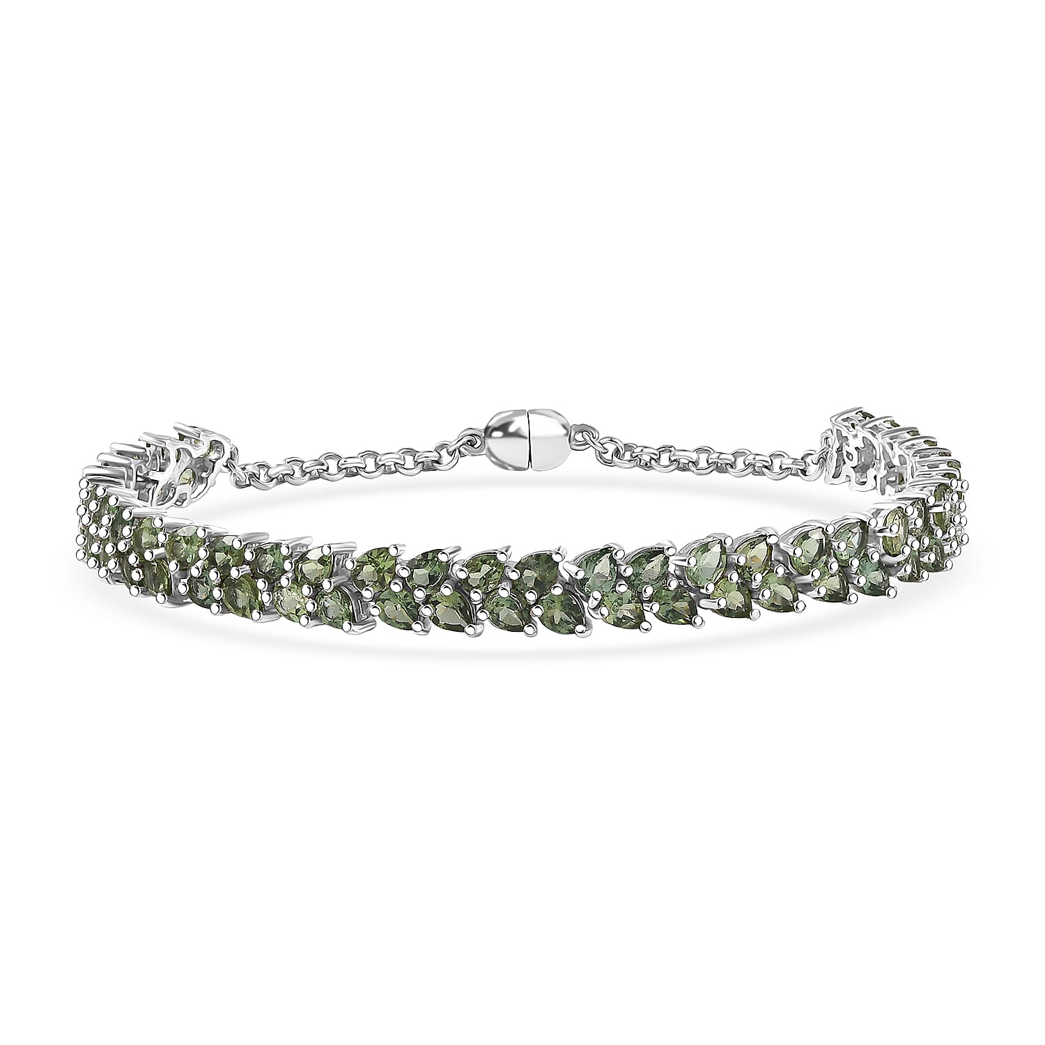 D'Joy Blue Apatite Twilight Petals Bracelet in Rhodium Over Sterling Silver (6.50 In) 11.10 ctw