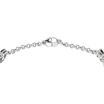 D'Joy Madagascar Green Apatite Bracelet in Rhodium Over Sterling Silver 11.40 ctw (8.00 Inches)