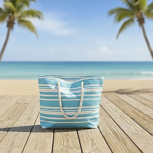 Closeout Preferred Nation Blue Striped Cotton Tote Bag