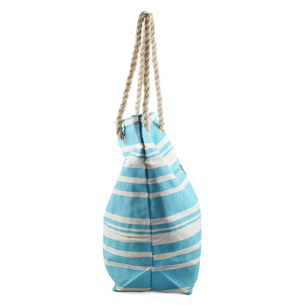 Closeout Preferred Nation Blue Striped Cotton Tote Bag image number 3