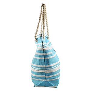 Closeout Preferred Nation Blue Striped Cotton Tote Bag