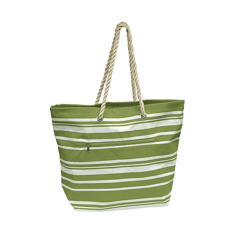 Closeout Preferred Nation Green Striped Cotton Tote Bag