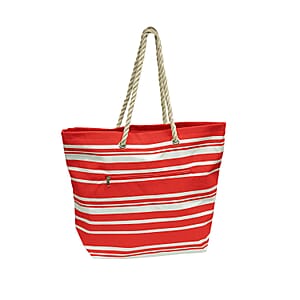 Closeout Preferred Nation Red Striped Cotton Tote Bag