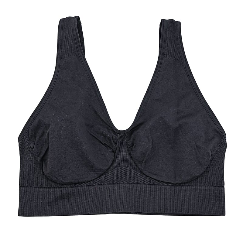 HANES Black Seamless Softcup Bra - M