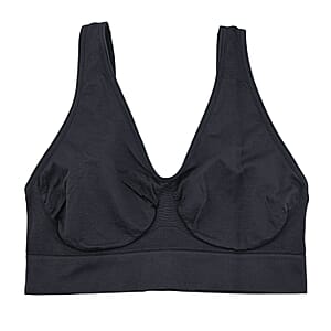 HANES Black Seamless Softcup Bra - L