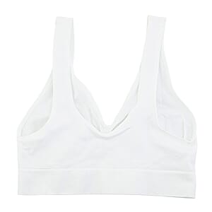 HANES White Seamless Softcup Bra - L