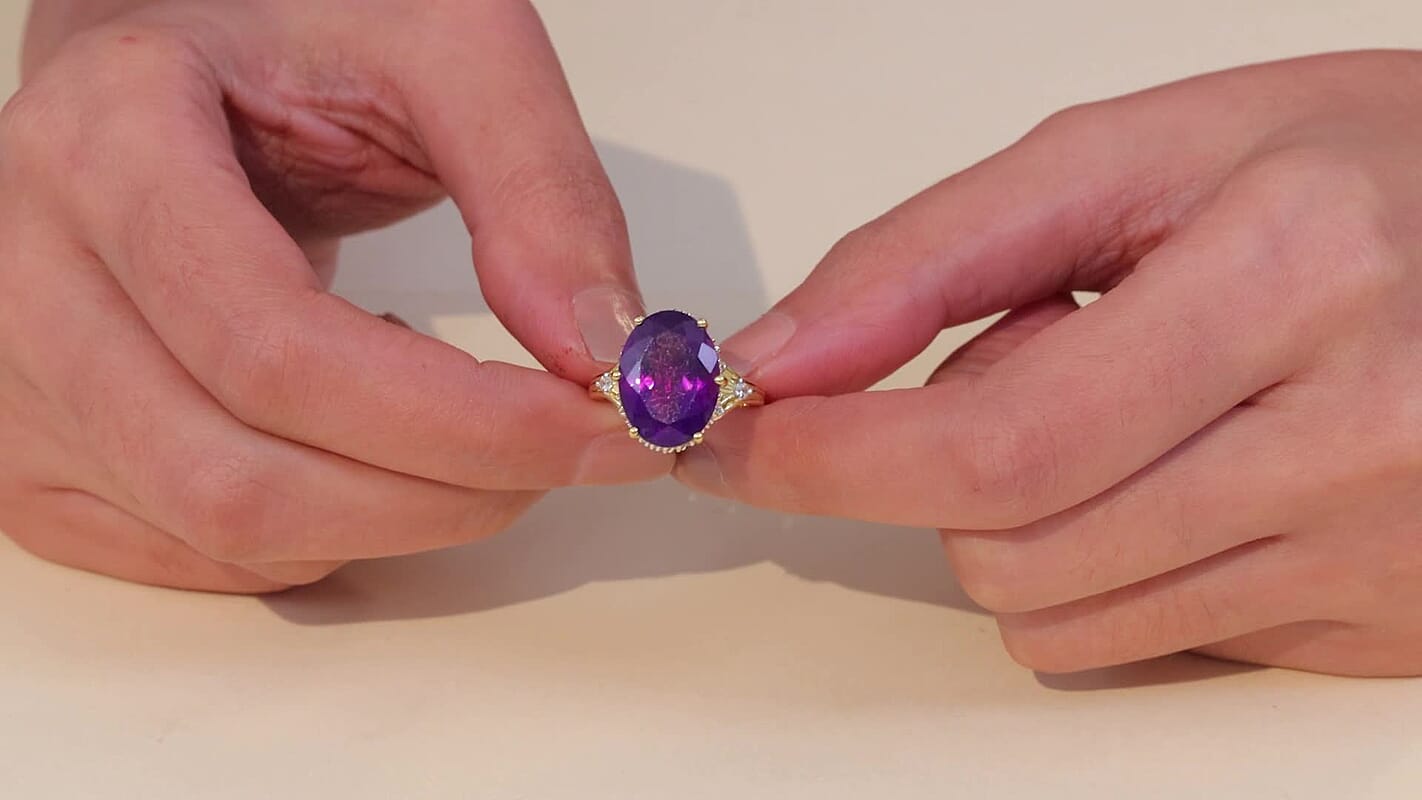 GP Premium African Amethyst, Multi Gemstone Ring in 18K Vermeil YG Over Sterling Silver (Size 10.0) 9.50 ctw