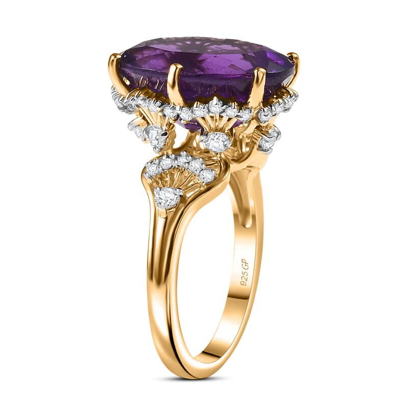 GP Italian Garden Collection Premium African Amethyst and Multi Gemstone 9.00 ctw Ring in 18K Vermeil Yellow Gold Over Sterling Silver (Size 10.0)