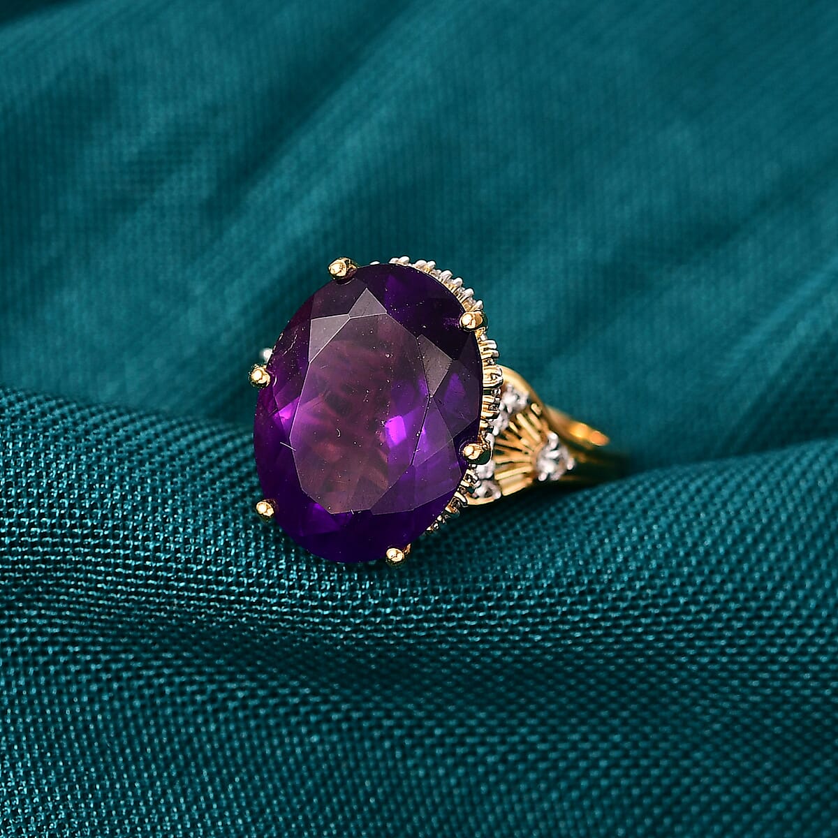 Doorbuster GP Italian Garden Collection Premium African Amethyst and Multi Gemstone 9.50 ctw Ring in 18K Vermeil Yellow Gold Over Sterling Silver (Size 7.0) image number 1