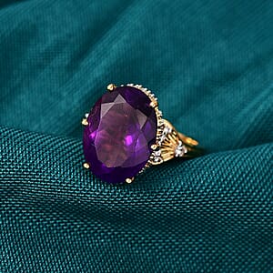 Doorbuster GP Italian Garden Collection Premium African Amethyst and Multi Gemstone 9.50 ctw Ring in 18K Vermeil Yellow Gold Over Sterling Silver (Size 7.0)