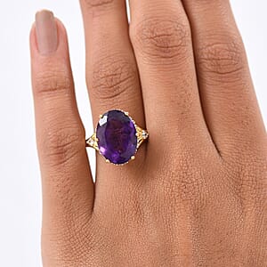 Doorbuster GP Italian Garden Collection Premium African Amethyst and Multi Gemstone 9.50 ctw Ring in 18K Vermeil Yellow Gold Over Sterling Silver (Size 7.0)