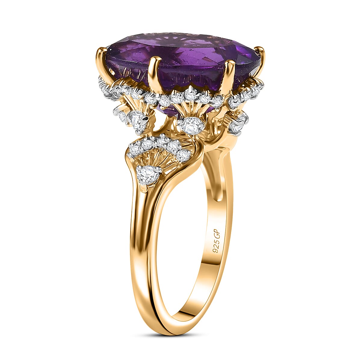 Doorbuster GP Italian Garden Collection Premium African Amethyst and Multi Gemstone 9.50 ctw Ring in 18K Vermeil Yellow Gold Over Sterling Silver (Size 7.0) image number 4