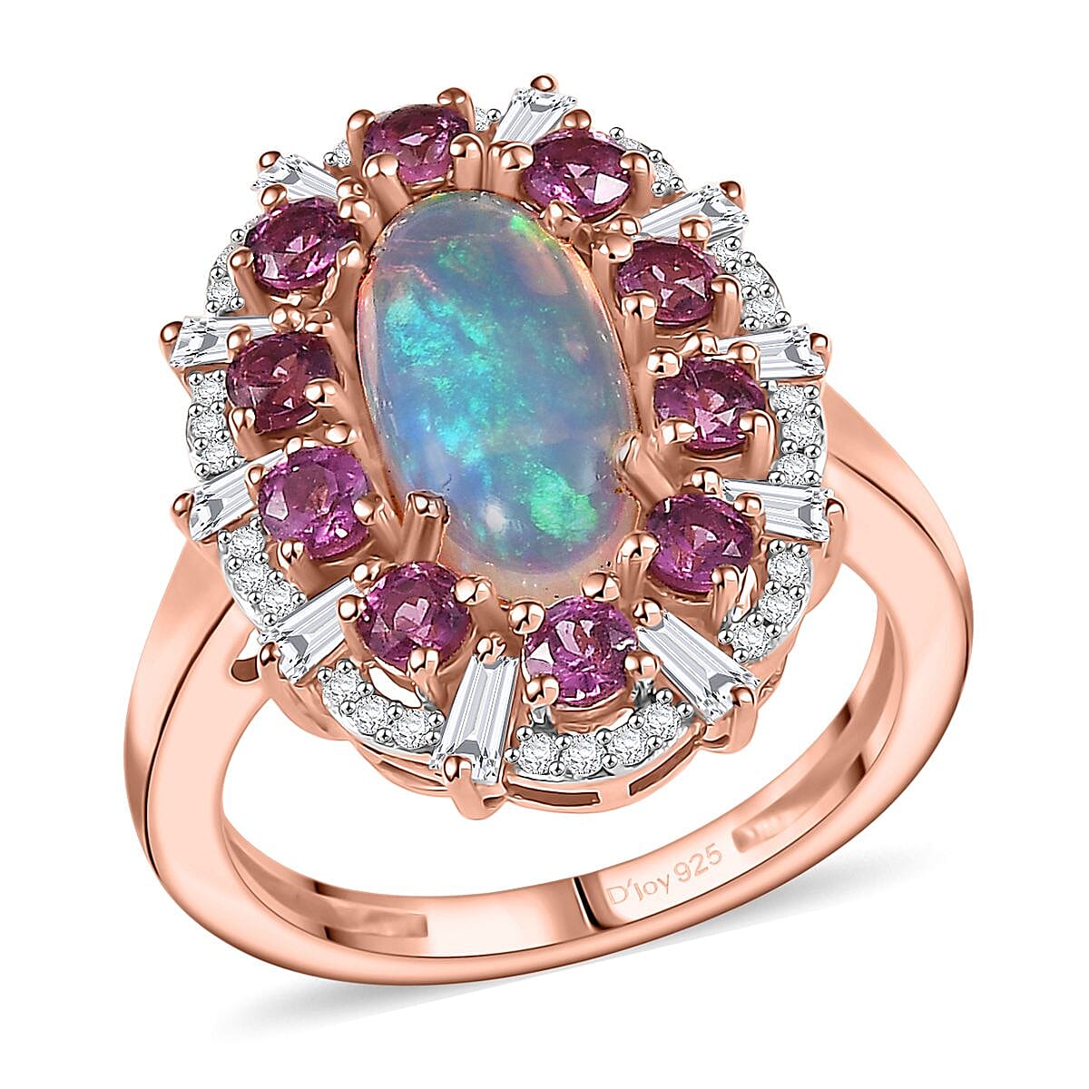 D'Joy Premium Ethiopian Welo Opal and Multi Gemstone 2.75 ctw Frozen Majesty Ring in 18K Vermeil Rose Gold Over Sterling Silver (Size 6.0) image number 0
