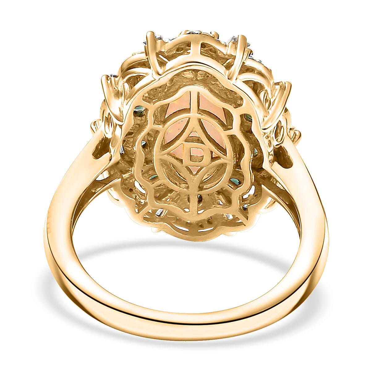 D'Joy Premium Ethiopian Welo Opal and Multi Gemstone 2.50 ctw Frozen Majesty Ring in 18K Vermeil Yellow Gold Over Sterling Silver (Size 7.0) image number 4