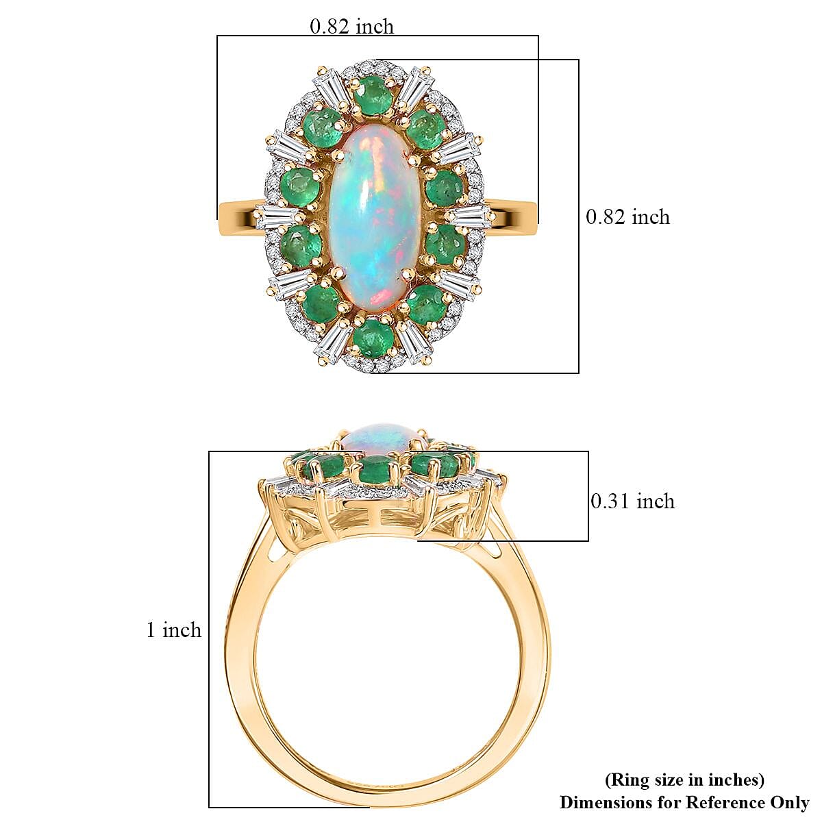 D'Joy Premium Ethiopian Welo Opal and Multi Gemstone 2.50 ctw Frozen Majesty Ring in 18K Vermeil Yellow Gold Over Sterling Silver (Size 7.0) image number 5