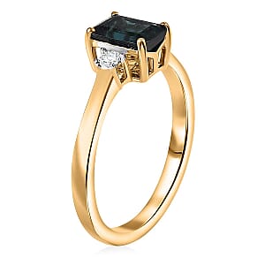 IGI Certified Luxoro 10K Yellow Gold AAA Monte Belo Indicolite, Diamond (I2) Ring (Size 10.5) 1.35 ctw