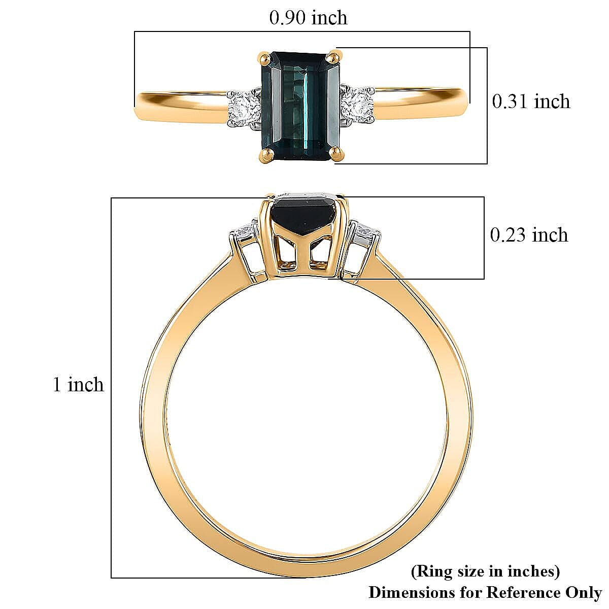 IGI Certified Luxoro 10K Yellow Gold AAA Monte Belo Indicolite, Diamond (I2) Ring (Size 10.5) 1.35 ctw image number 5