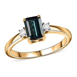 IGI Certified Luxoro 10K Yellow Gold AAA Monte Belo Indicolite, Diamond (I2) Ring (Size 11.0) 1.35 ctw