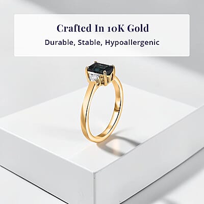 IGI Certified Luxoro 10K Yellow Gold AAA Monte Belo Indicolite, Diamond (I2) Ring (Size 12.0) 1.35 ctw