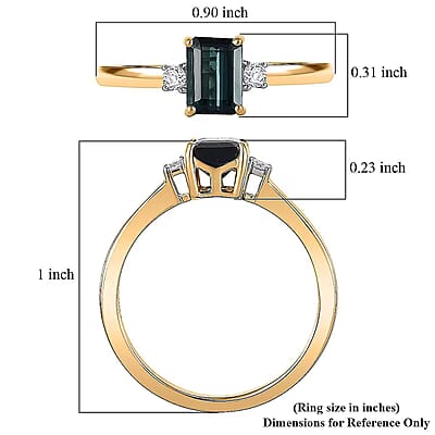 IGI Certified Luxoro AAA Monte Belo Indicolite and Diamond I2 1.35 ctw Ring in 10K Yellow Gold (Size 5.0)