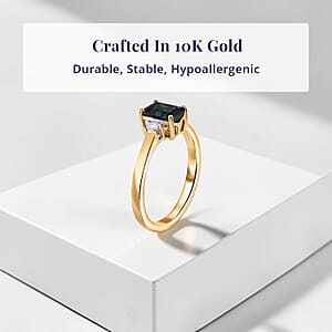 IGI Certified Luxoro AAA Monte Belo Indicolite and Diamond I2 1.35 ctw Ring in 10K Yellow Gold (Size 7.5)