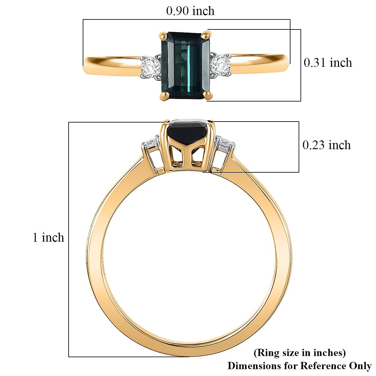 IGI Certified Luxoro AAA Monte Belo Indicolite and Diamond I2 1.35 ctw Ring in 10K Yellow Gold (Size 9.0) image number 5
