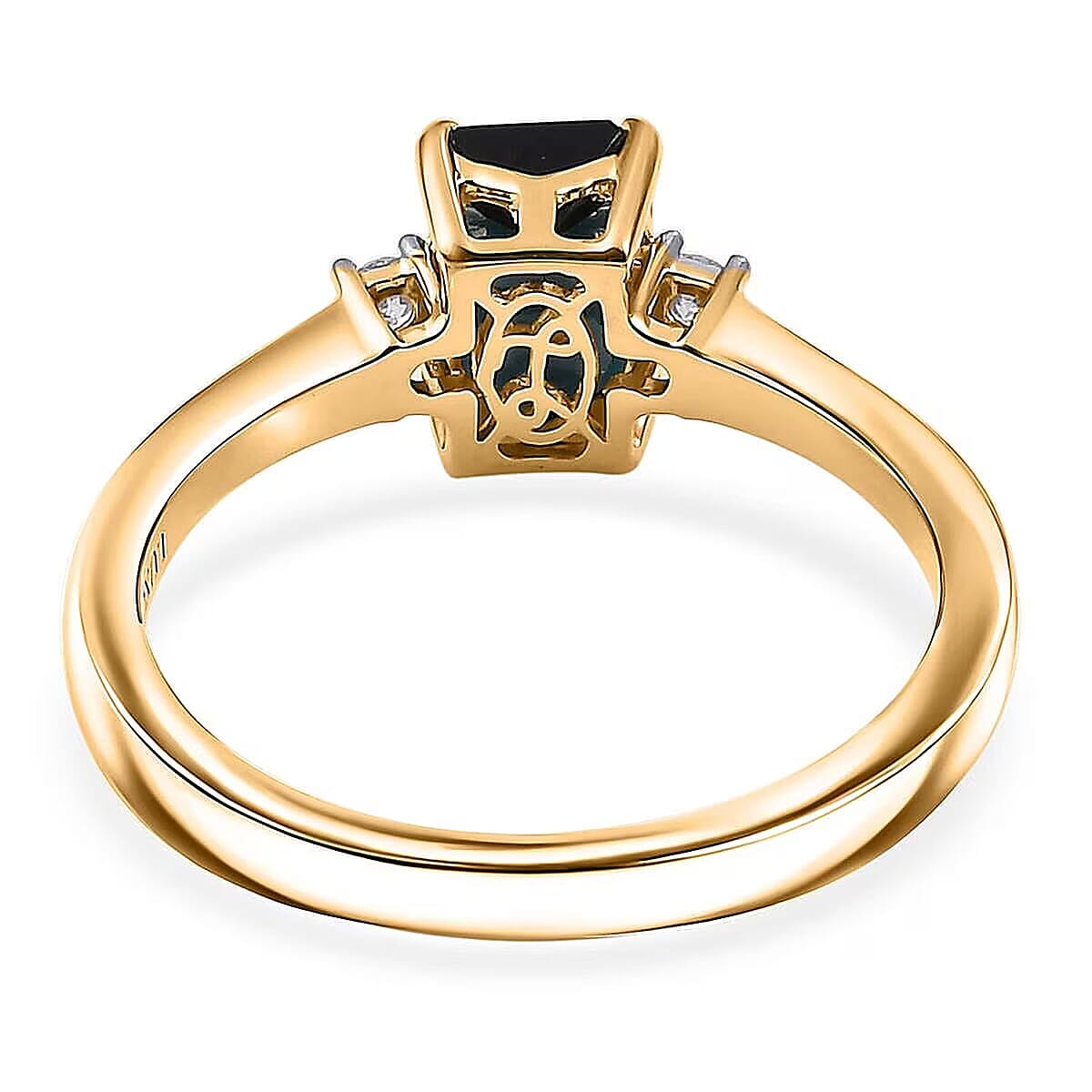 IGI Certified Luxoro AAA Monte Belo Indicolite and Diamond I2 1.35 ctw Ring in 10K Yellow Gold (Size 9.0) image number 6