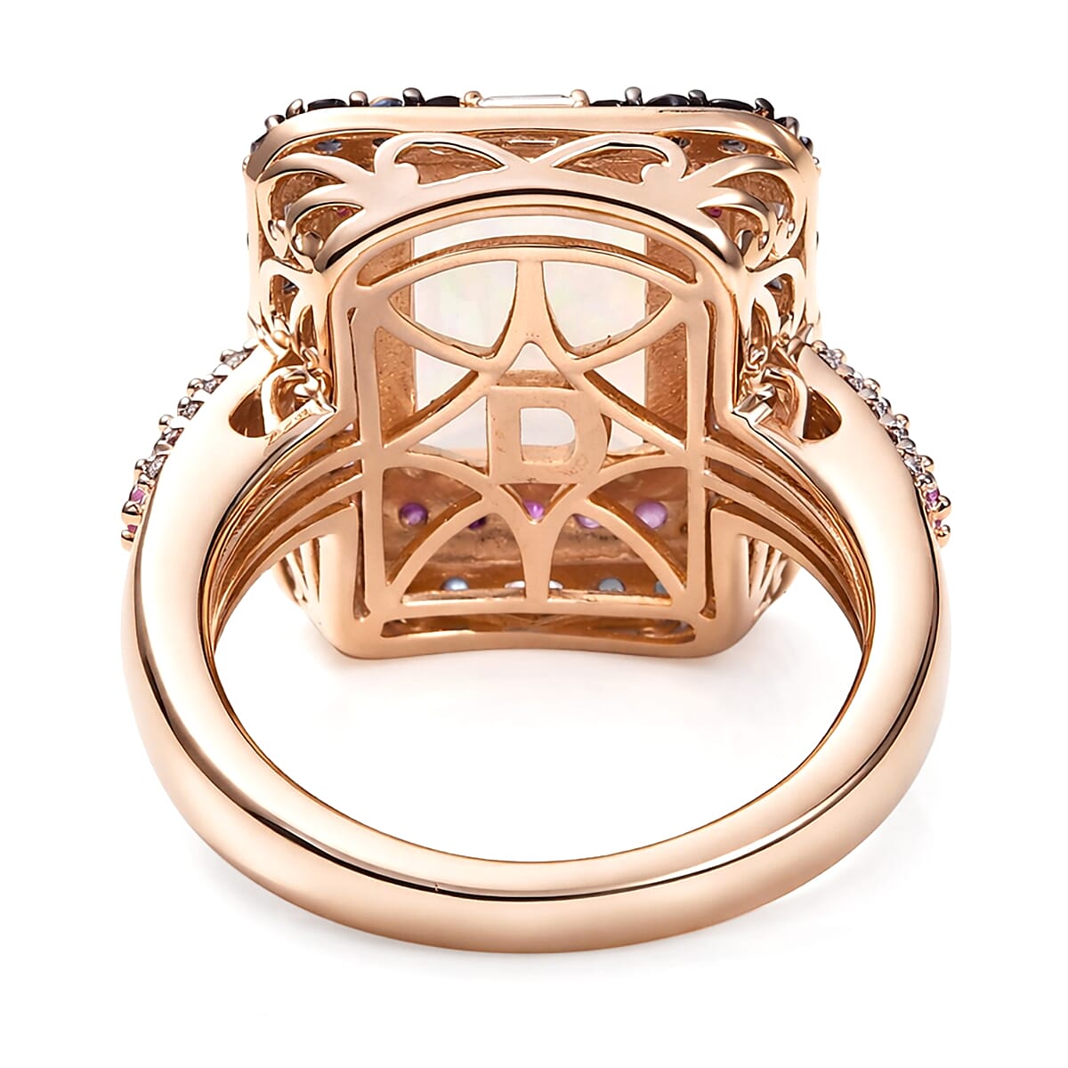 D'Joy Premium Ethiopian Welo Opal and Multi Gemstone 4.15 ctw Aurora Opal Ring in 18K Vermeil Rose Gold Over Sterling Silver (Size 10.0) (Del. in 5-7 Days) image number 4