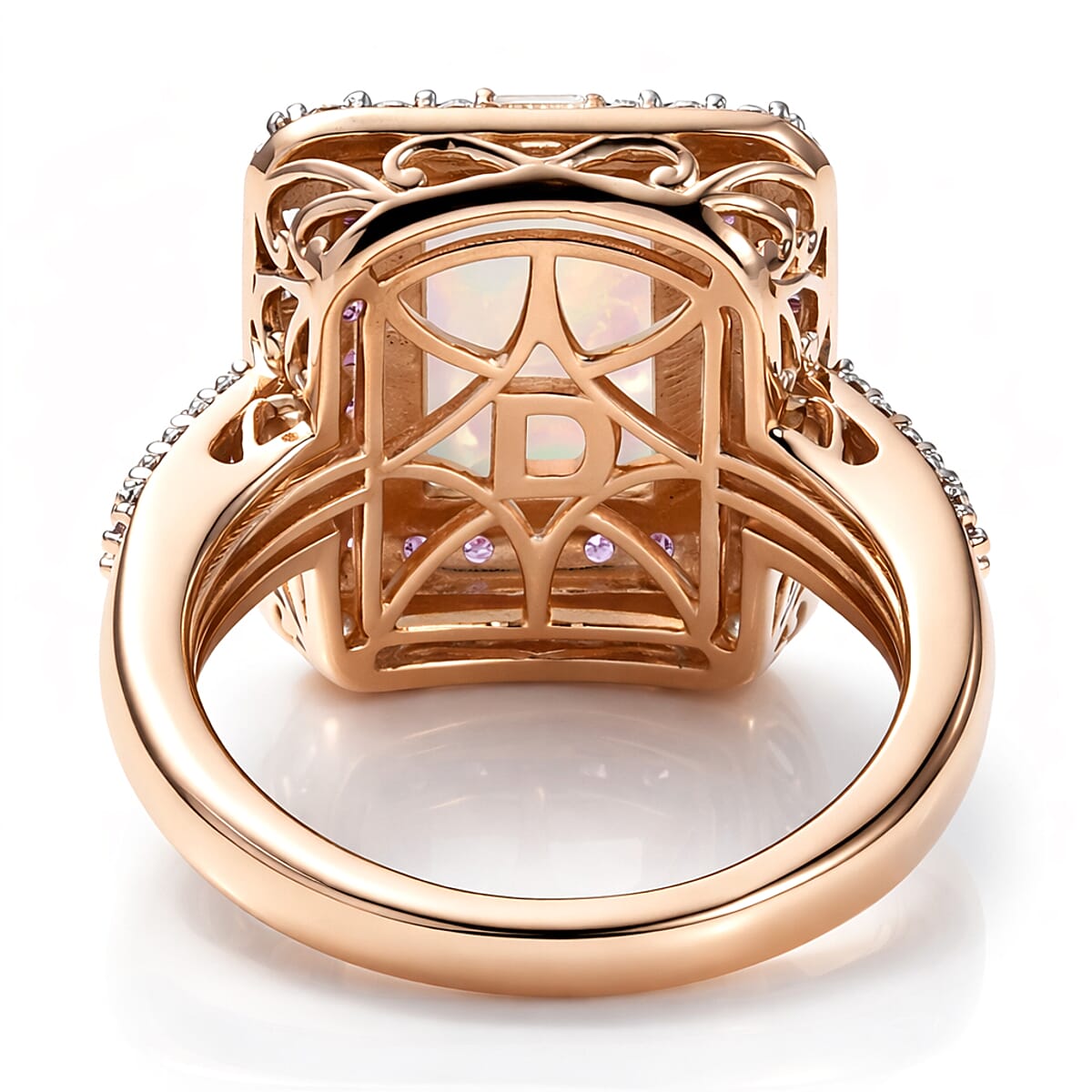 D'Joy Premium Ethiopian Welo Opal and Multi Gemstone 3.85 ctw Aurora Ring in 18K Vermeil Rose Gold Over Sterling Silver (Size 9.0) image number 4