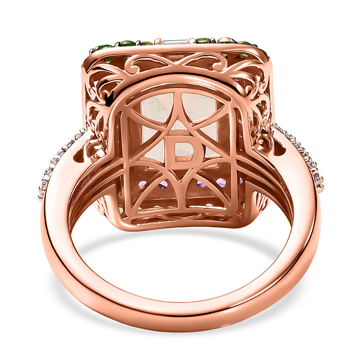 D'Joy Premium Ethiopian Welo Opal and Multi Gemstone 4.00 ctw Aurora Opal Ring in 18K Vermeil Rose Gold Over Sterling Silver (Size 6.0) (Del. in 5-7 Days) image number 4
