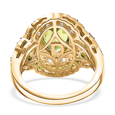D'Joy Hebei Peridot, Multi Gemstone Ring in 18K Vermeil YG Over Sterling Silver 4.70 ctw (Size 7.0)