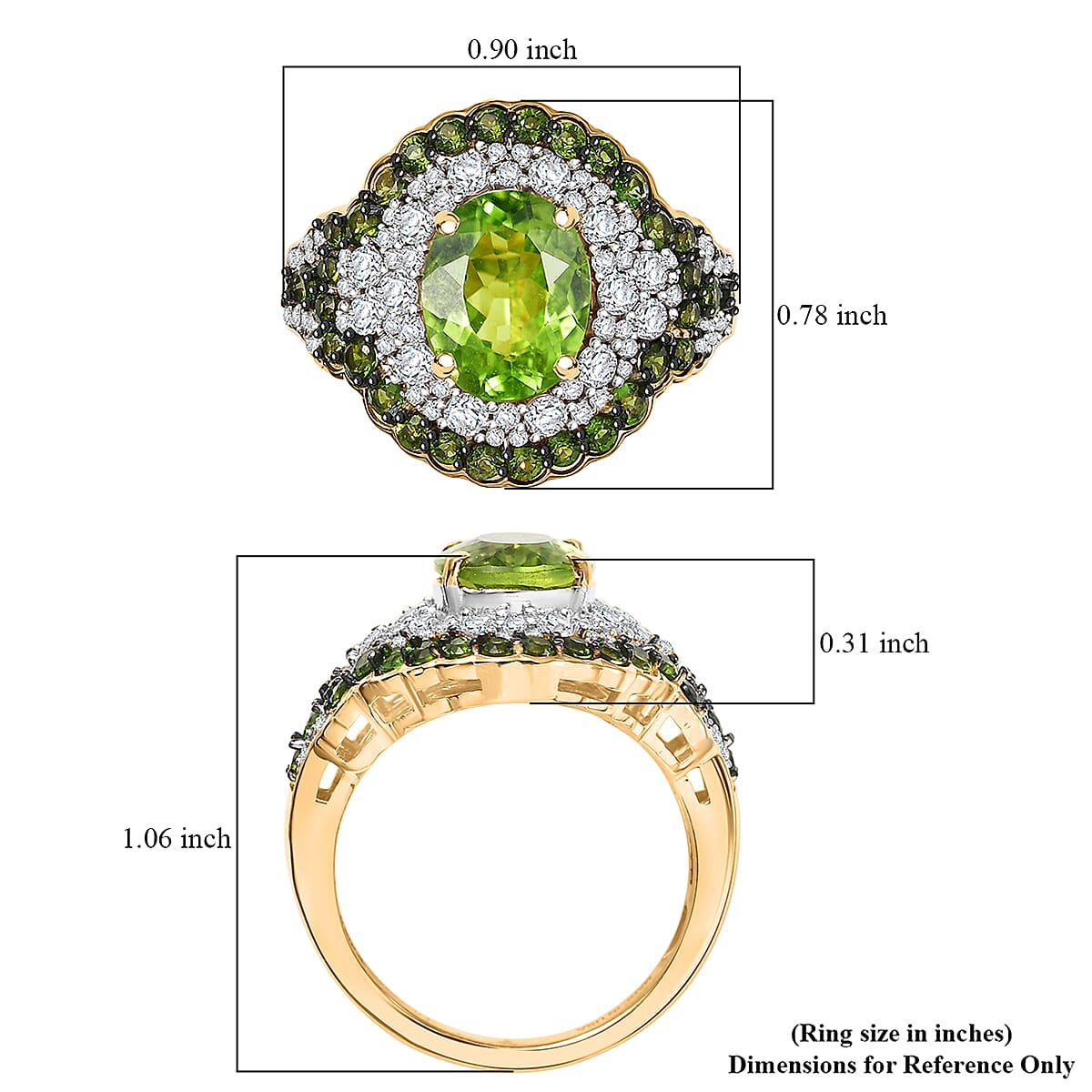 D'Joy Hebei Peridot, Multi Gemstone Ring in 18K Vermeil YG Over Sterling Silver 4.70 ctw (Size 8.0) image number 5