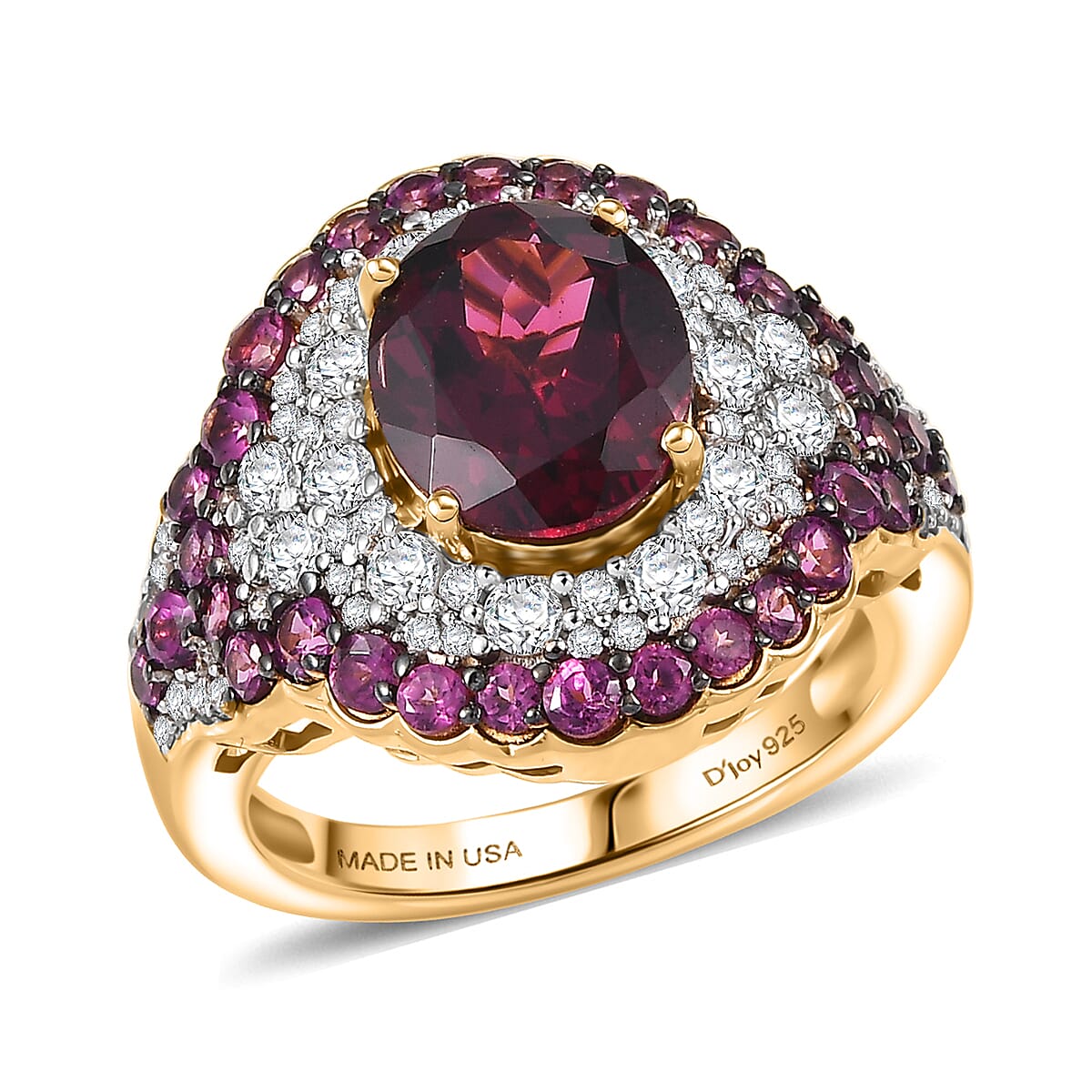 D'Joy Hebei Peridot, Multi Gemstone Ring in 18K Vermeil YG Over Sterling Silver (Size 10.0) 4.70 ctw