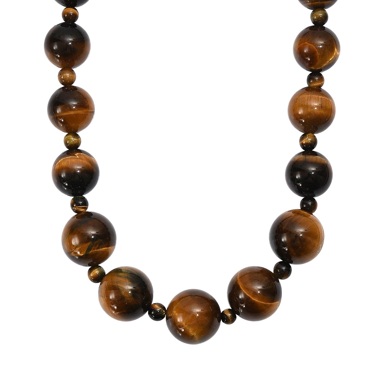 EverTrue Tigers Eye 515.00 ctw Necklace in Platinum Bond 20 Inches 