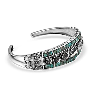 D'Joy Artisan Crafted White Buffalo, Royston Turquoise Cuff Bracelet in Oxidized Sterling Silver 24.00 ctw (7.25 Inches)