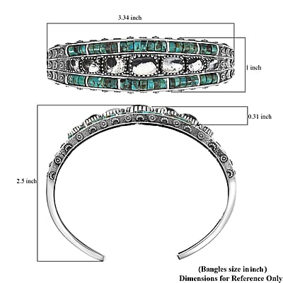 D'Joy Artisan Crafted White Buffalo, Royston Turquoise Cuff Bracelet in Oxidized Sterling Silver 24.00 ctw (7.25 Inches)