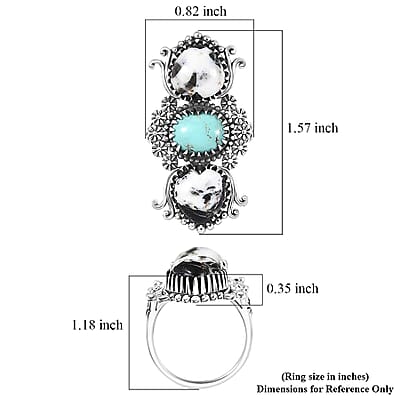 D'Joy  White Buffalo, Tahoe Nevada Turquoise Artisan Crafted Ring in Black Oxidised Sterling Silver 10.60 ctw (Size 10.0)