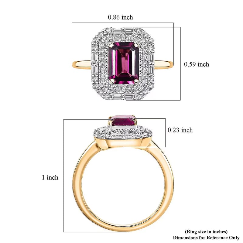 Certified & Appraised Luxoro AAA Radiant Ember Garnet and G-H I2 Diamond 2.30 ctw Art Deco Ring in 10K Yellow Gold (Size 10.0)