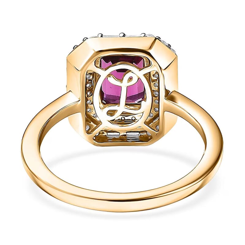Certified & Appraised Luxoro AAA Radiant Ember Garnet and G-H I2 Diamond 2.30 ctw Art Deco Ring in 10K Yellow Gold (Size 10.0)
