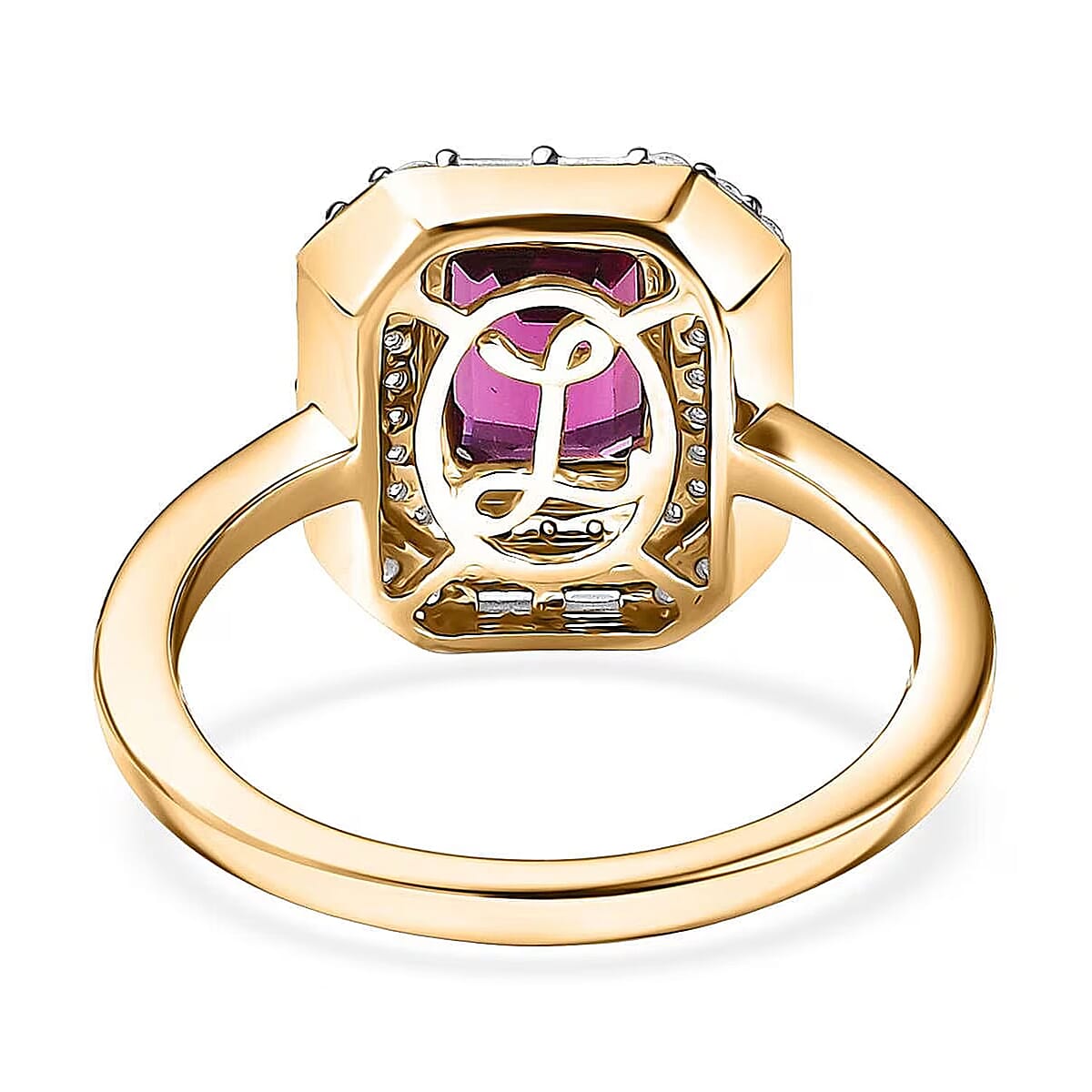 Certified & Appraised Luxoro AAA Radiant Ember Garnet and G-H I2 Diamond 2.30 ctw Art Deco Ring in 10K Yellow Gold (Size 8.0) image number 6