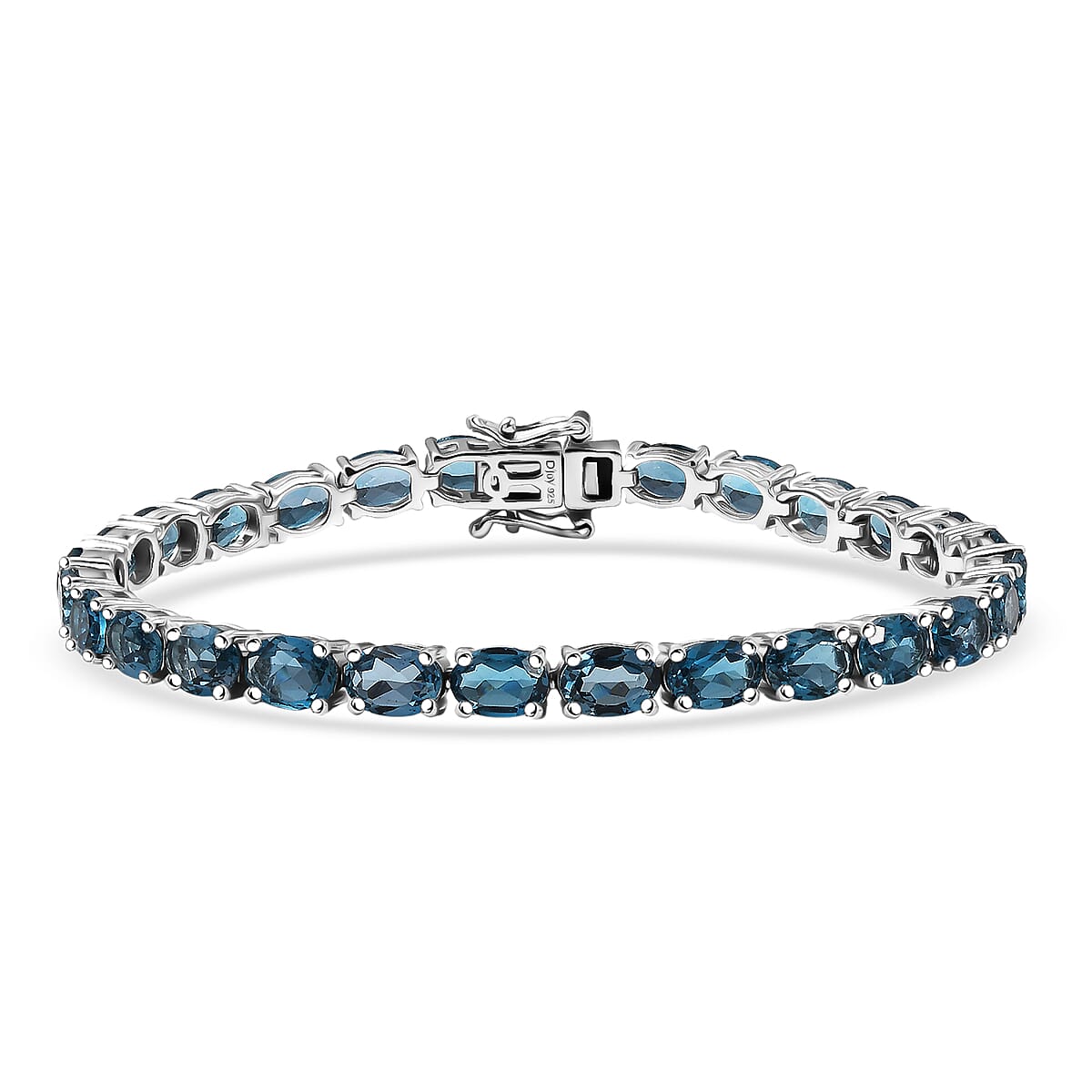 D'Joy London Blue Topaz 25.60 ctw Bracelet in Rhodium Over Sterling Silver (8.00 In) image number 0