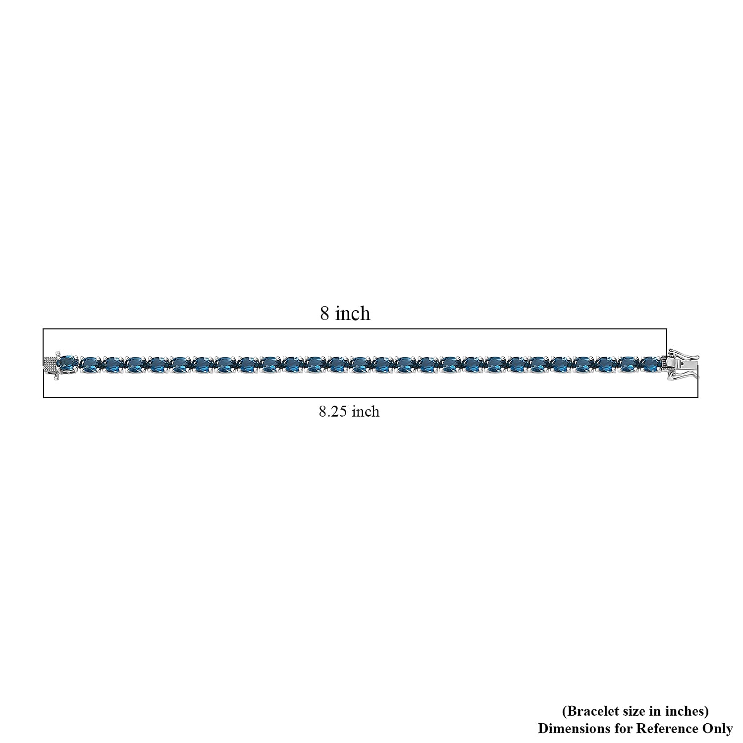 D'Joy London Blue Topaz 25.60 ctw Bracelet in Rhodium Over Sterling Silver (8.00 In)