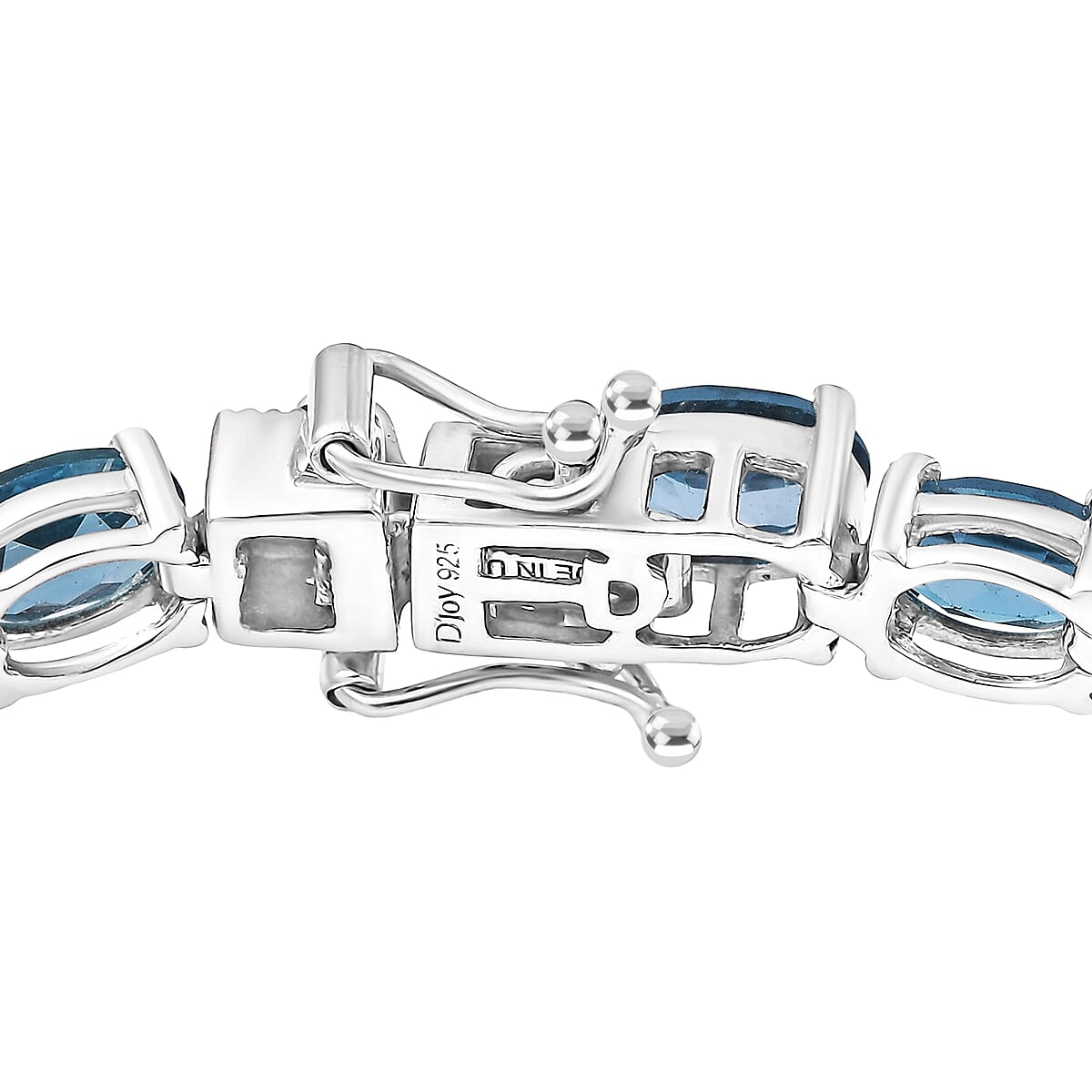 D'Joy London Blue Topaz 24.70 ctw Bracelet in Rhodium Over Sterling Silver (7.25 In) image number 3