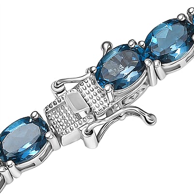 D'Joy London Blue Topaz 59.80 ctw Necklace in Rhodium Over Sterling Silver 18 Inches