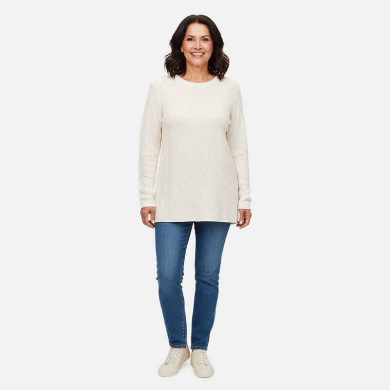 LOVE RYAN White Knitted Chenille Sweater - S