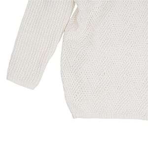 LOVE RYAN White Knitted Chenille Sweater - S