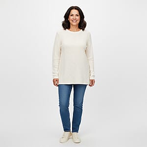 LOVE RYAN White Knitted Chenille Sweater - M