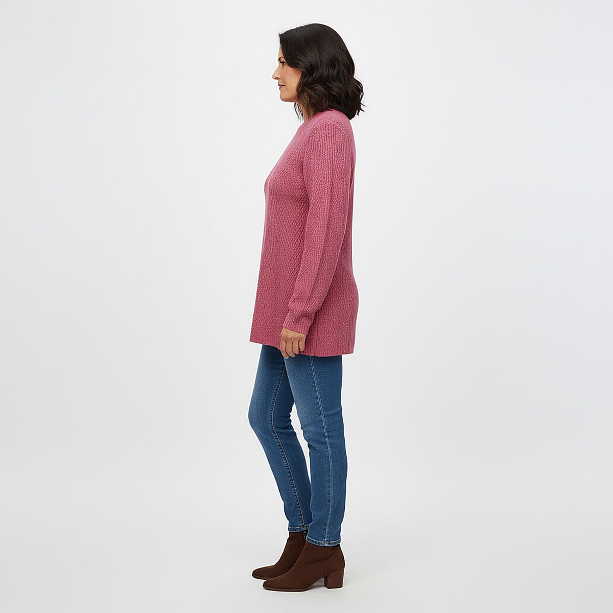 LOVE RYAN Fuchsia Knitted Chenille Sweater - M image number 1